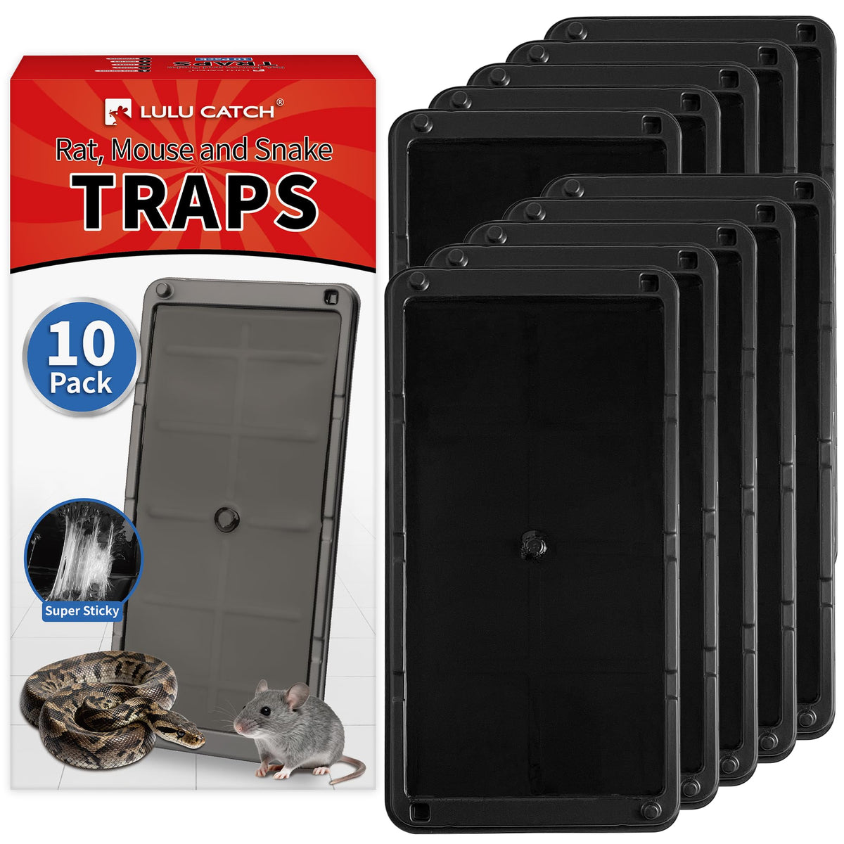 LULUCATCH sturdy tray mouse trap with large capture area for rodents.