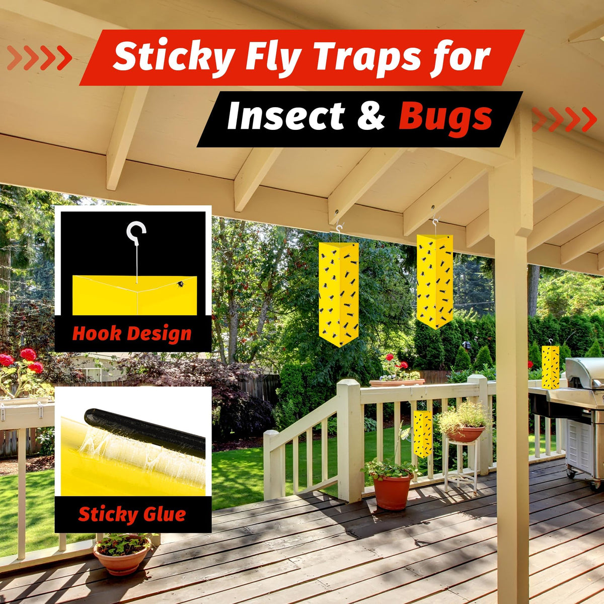 LULUCATCH yellow indoor glue trap with strong adhesive for catching flying pests