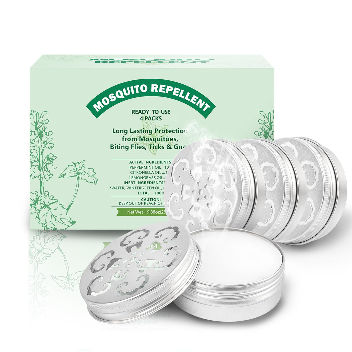 Lumaflare peppermint oil mosquito repellent bottle emits minty scent and deters pests