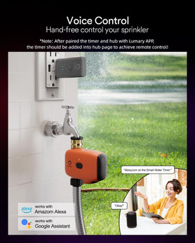 Lumary sprinkler timer in-app control allows scheduling from anywhere.