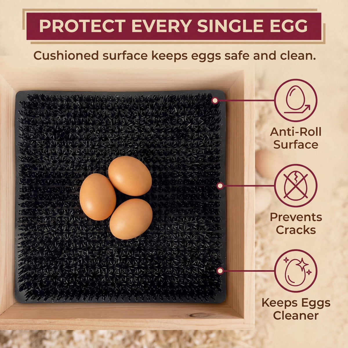 Waste-reducing nesting mats minimize bedding changes.
