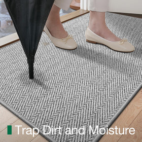 LUMI durable material mat in gray stands up to heavy foot traffic.