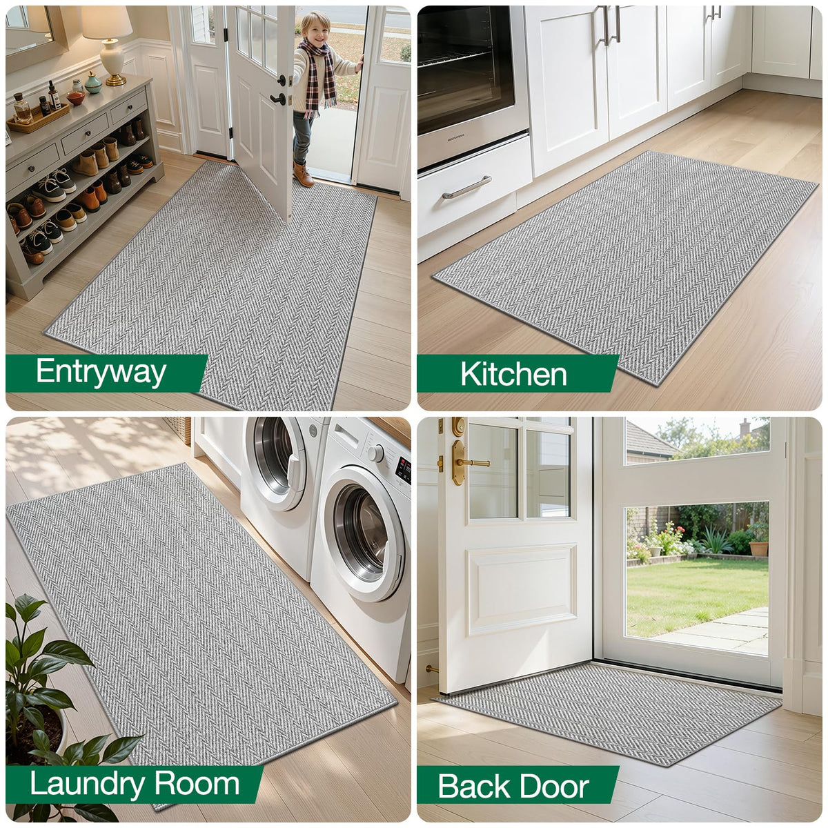 LUMI gray tone blends with interior decor while providing practical entry matting.