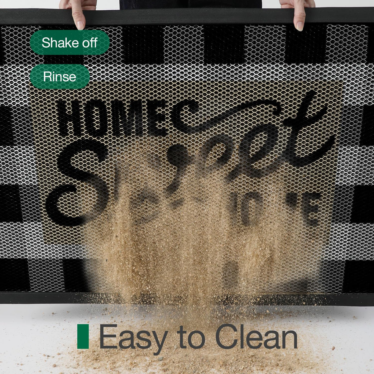 LUMI easy-clean surface rinses clean after rain or spills