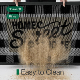 LUMI easy-clean surface rinses clean after rain or spills