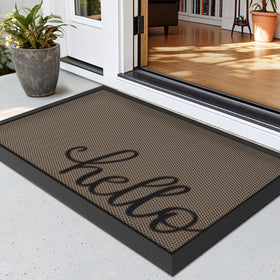 LUMI Outside Welcome Door Mat front view with non-slip backing for safe entry.
