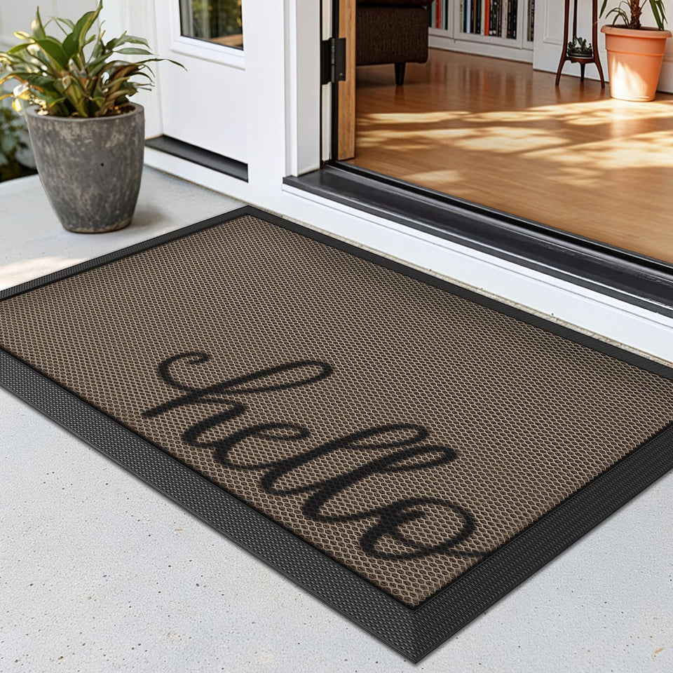 LUMI Outside Welcome Doormat at front door with 17x30 size traps dirt at entry