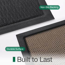 LUMI Durable rubber backing anchors the mat in high-traffic areas