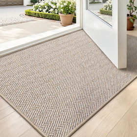 LUMI Ultra Thin Door Mat in beige with low-profile design for seamless under-door placement.