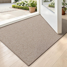 LUMI ultra-thin door mat at entrance; low profile, easy under-door fit