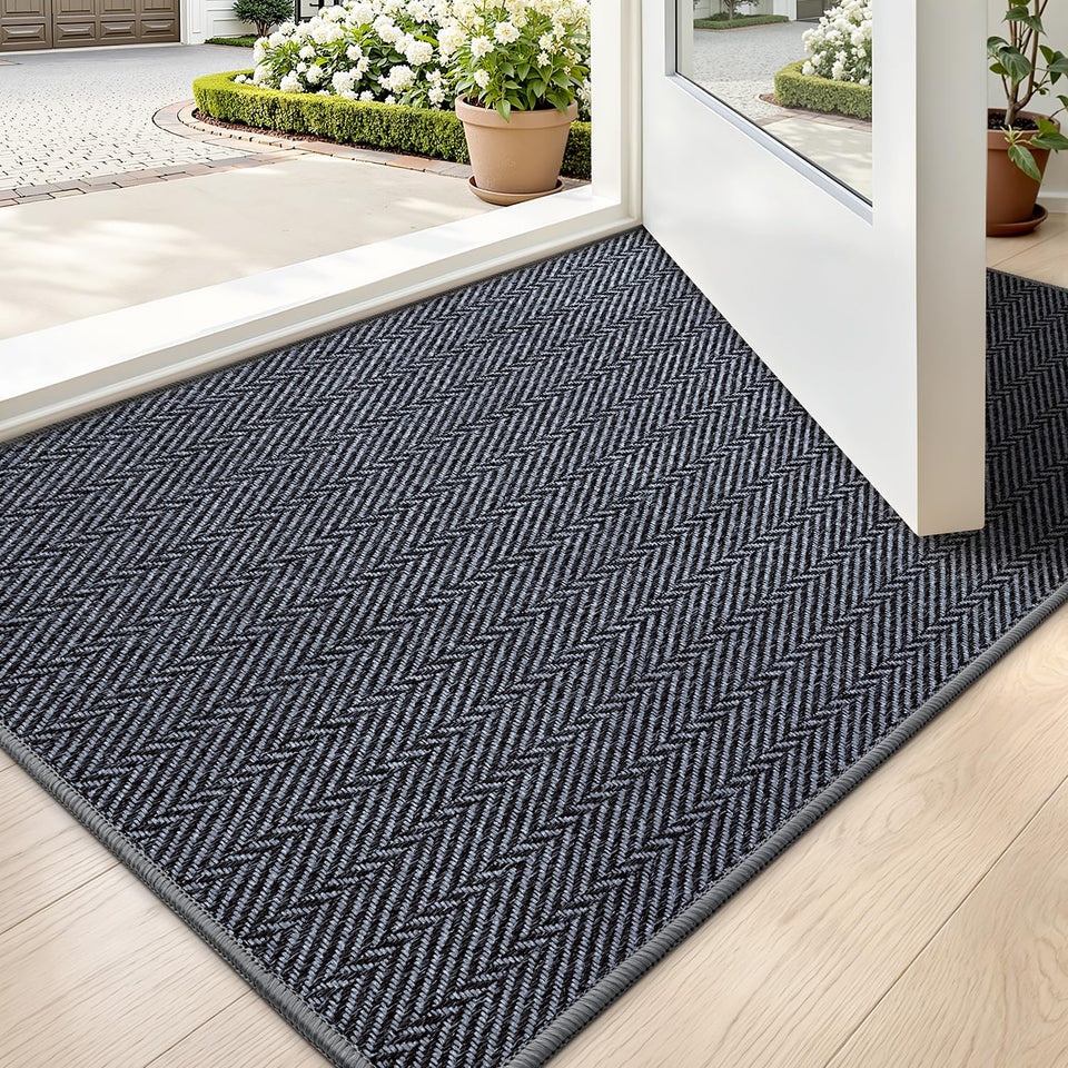 LUMI ultra-thin door mat at entry, 24x36, low-profile presence