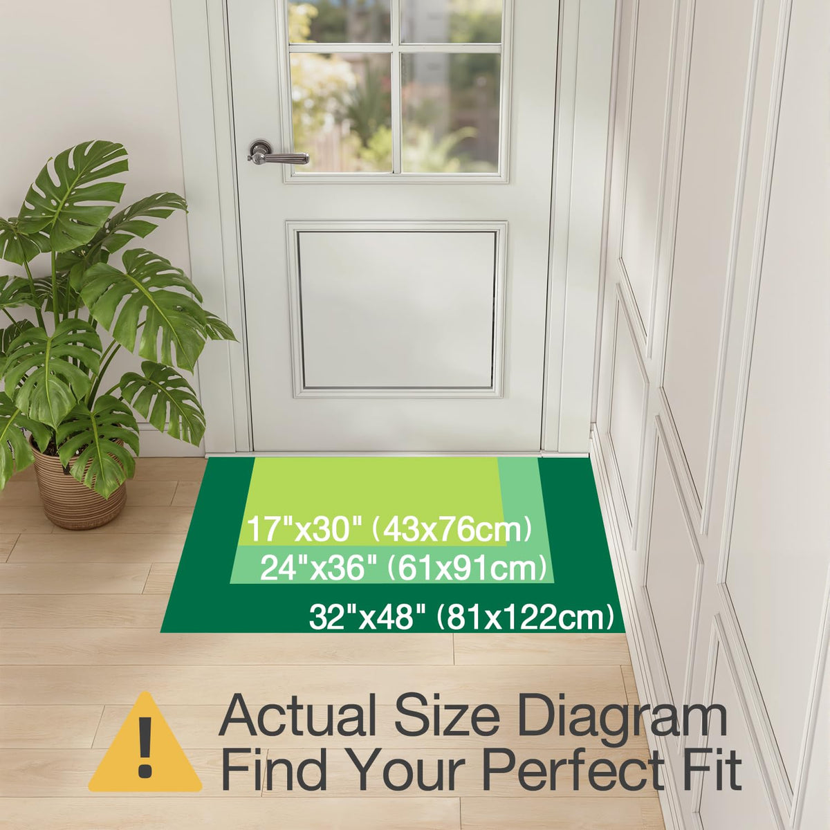 LUMI mat with non-slip backing keeps entryway secure on smooth floors
