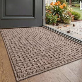 LUMI door mat with absorbent grid texture traps moisture at the doorway