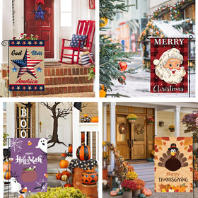 Lumifan double-sided garden flags closeup enhances outdoor visibility.