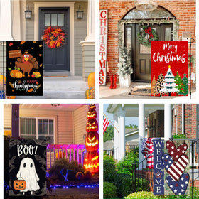 Lumifan seasonal flags fall design brings warm colors to your garden.