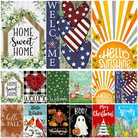 Lumifan seasonal flags spring design enhances curb appeal in yards and porches.