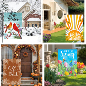Lumifan seasonal flags summer design adds vibrant mood to outdoor spaces.