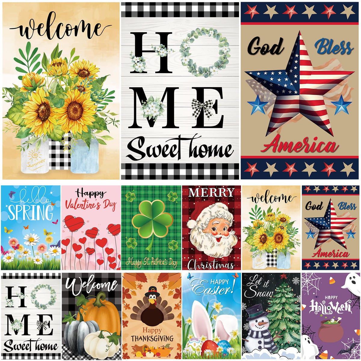 Lumifan seasonal garden flags 12x18 set boosts year-round curb appeal.