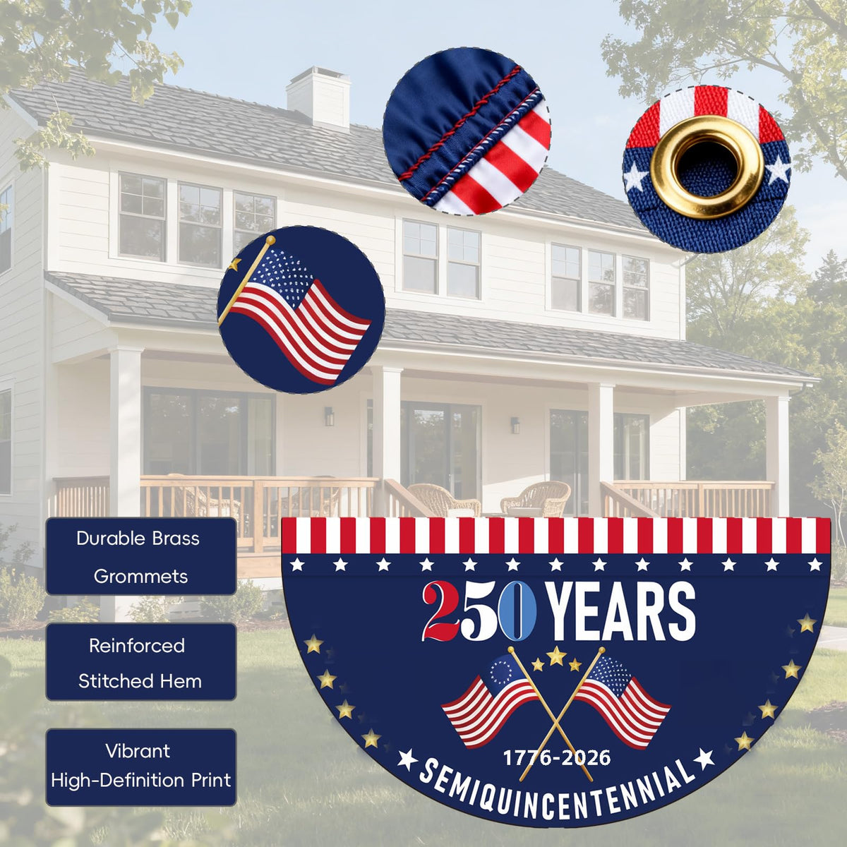 Lumigrain commemorative USA banner 1776 2026 ideal for celebrations.