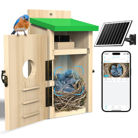 LuminiCam bird house camera inside for discreet backyard birdwatching.