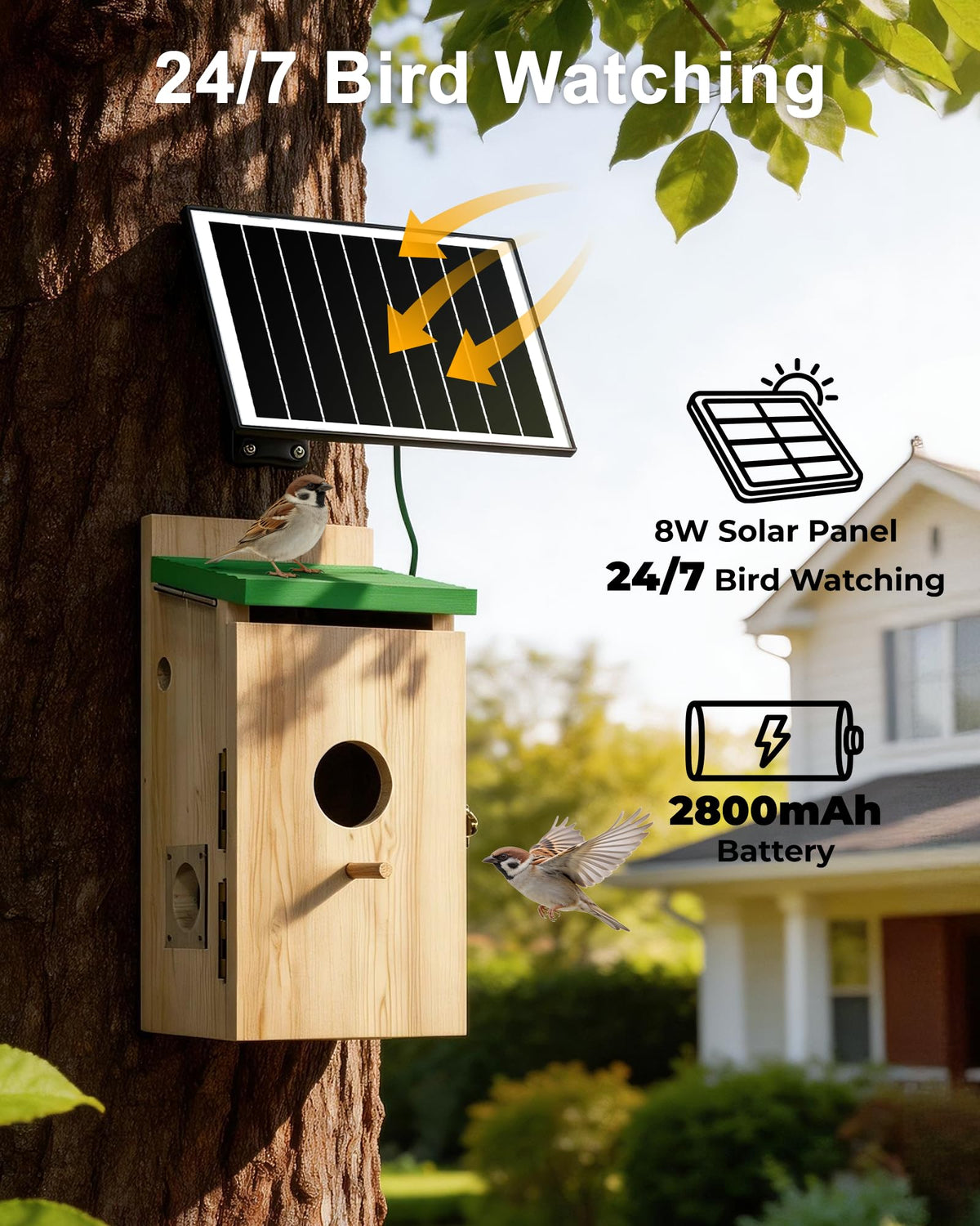 LuminiCam solar panel powers the camera for continuous outdoor monitoring.