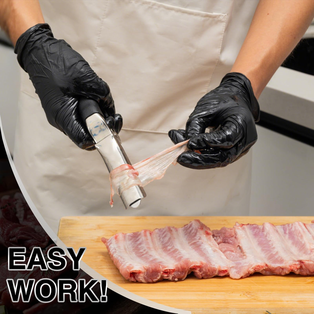 Lumitrail rib membrane removal tool for indoor and outdoor grilling use