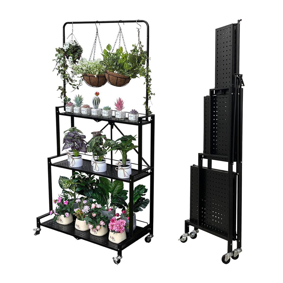Lumizone foldable 4-tier plant stand assembly-free for quick setup