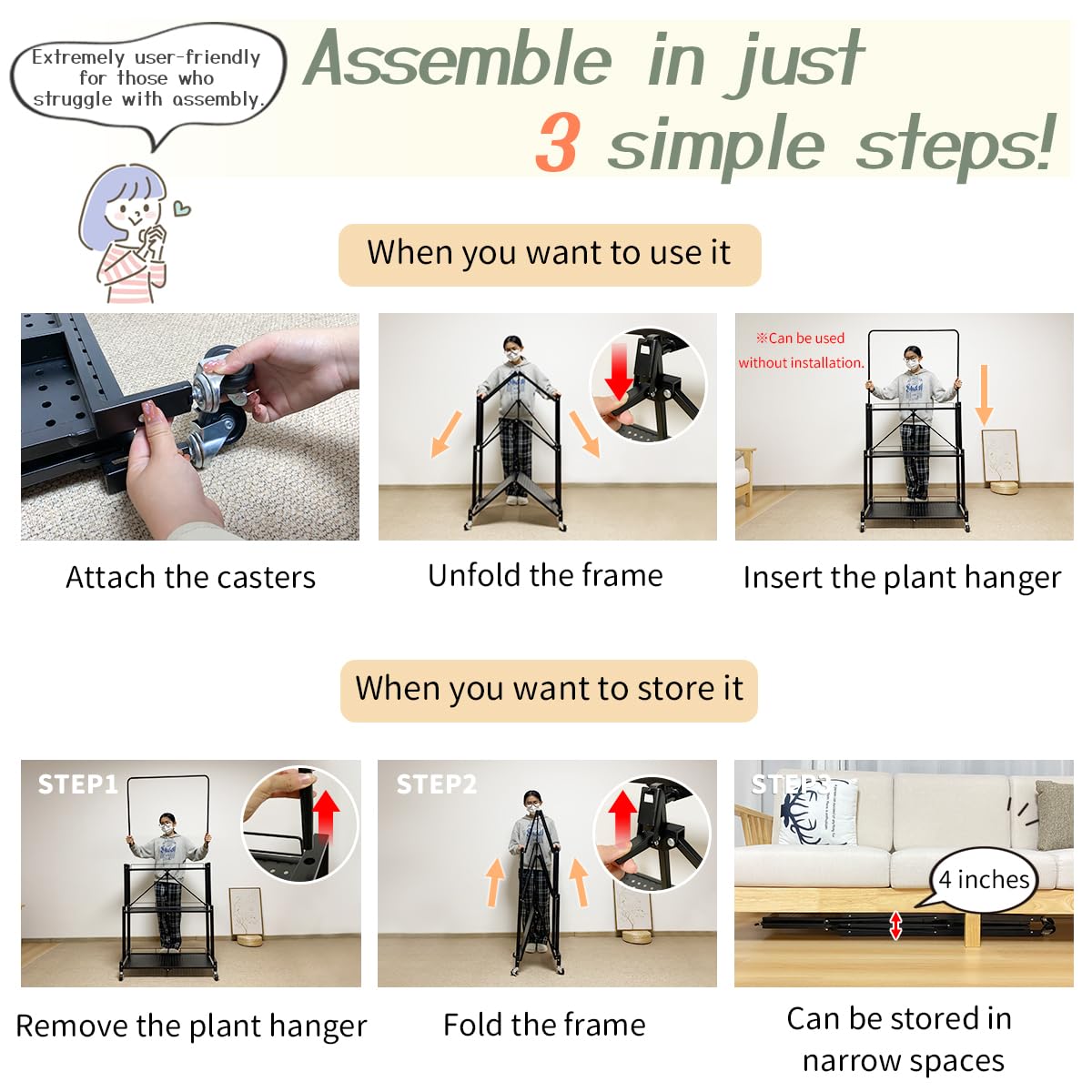 Lumizone plant stand with wheels enables easy mobility and repositioning