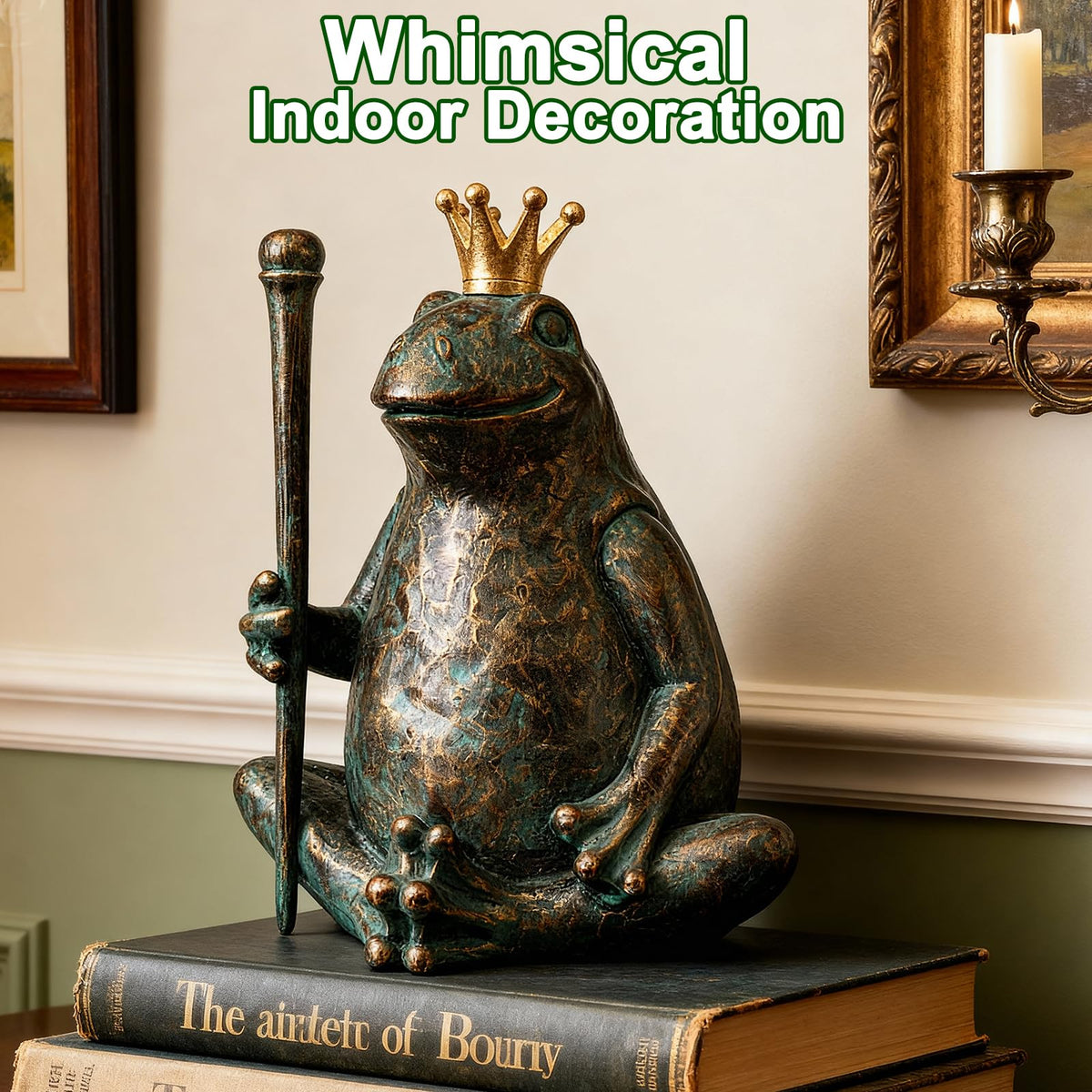Fairy garden frog decor by Lune cle for whimsical display in any space.