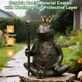 Hand-painted details create an antique bronze vibe on the frog.