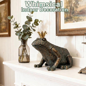 Lune cle indoor display frog statue fits shelves with whimsical charm.