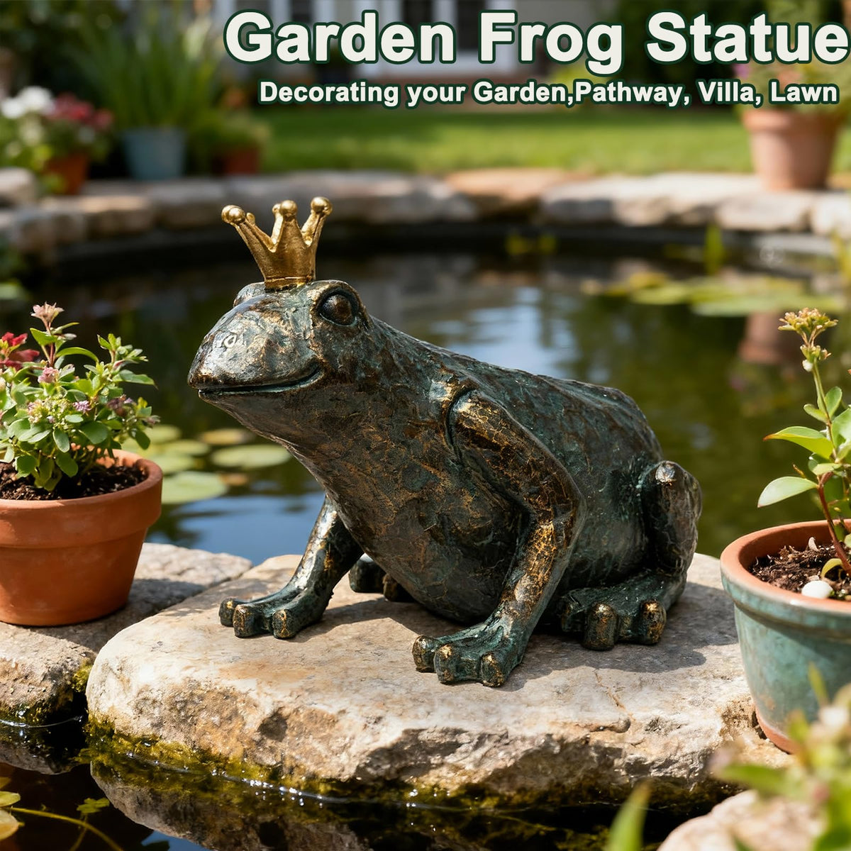 Lune cle outdoor fall decor frog prince complements fairy-tale inspired landscapes.