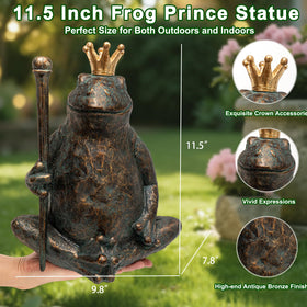 Weather-resistant frog statue made of resin withstands rain and sun.