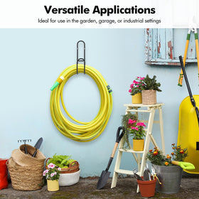 Lunhoo hose holder doubles as garage organizer for cords and leads.