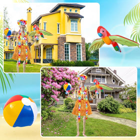 Lunmon inflatable flamingo providing a tropical accent for party decor.