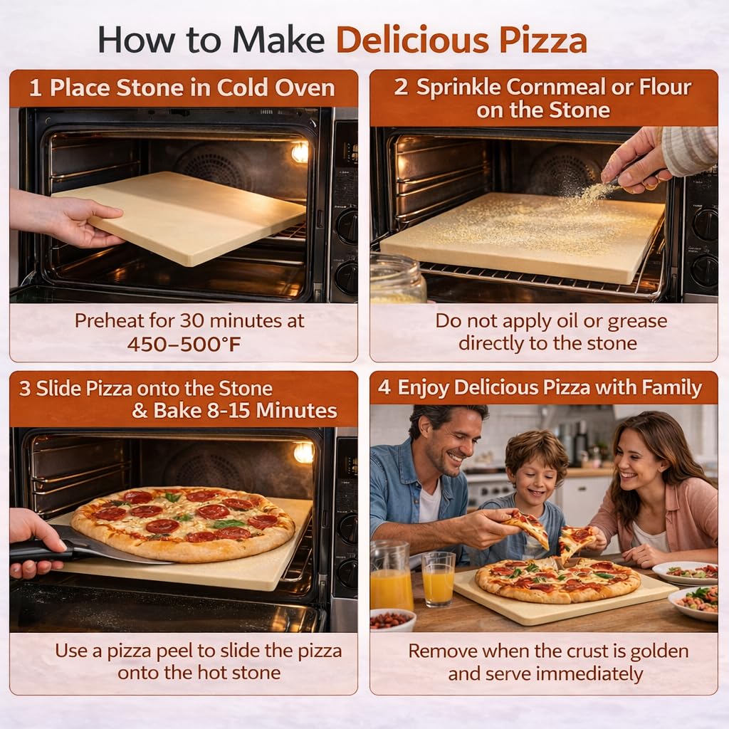 Lunvarion rectangular pizza stone offers a large baking surface