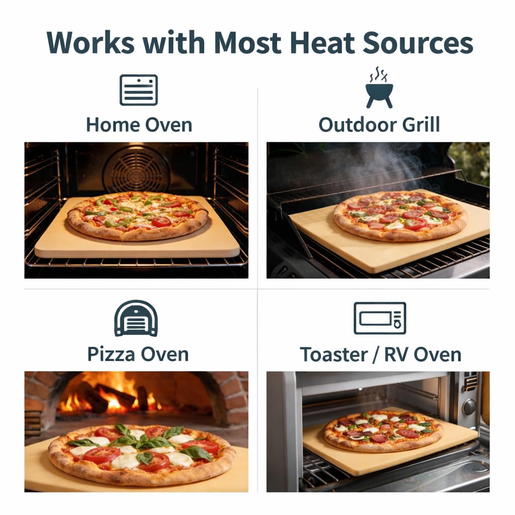 Lunvarion pizza stone suitable for oven and grill use