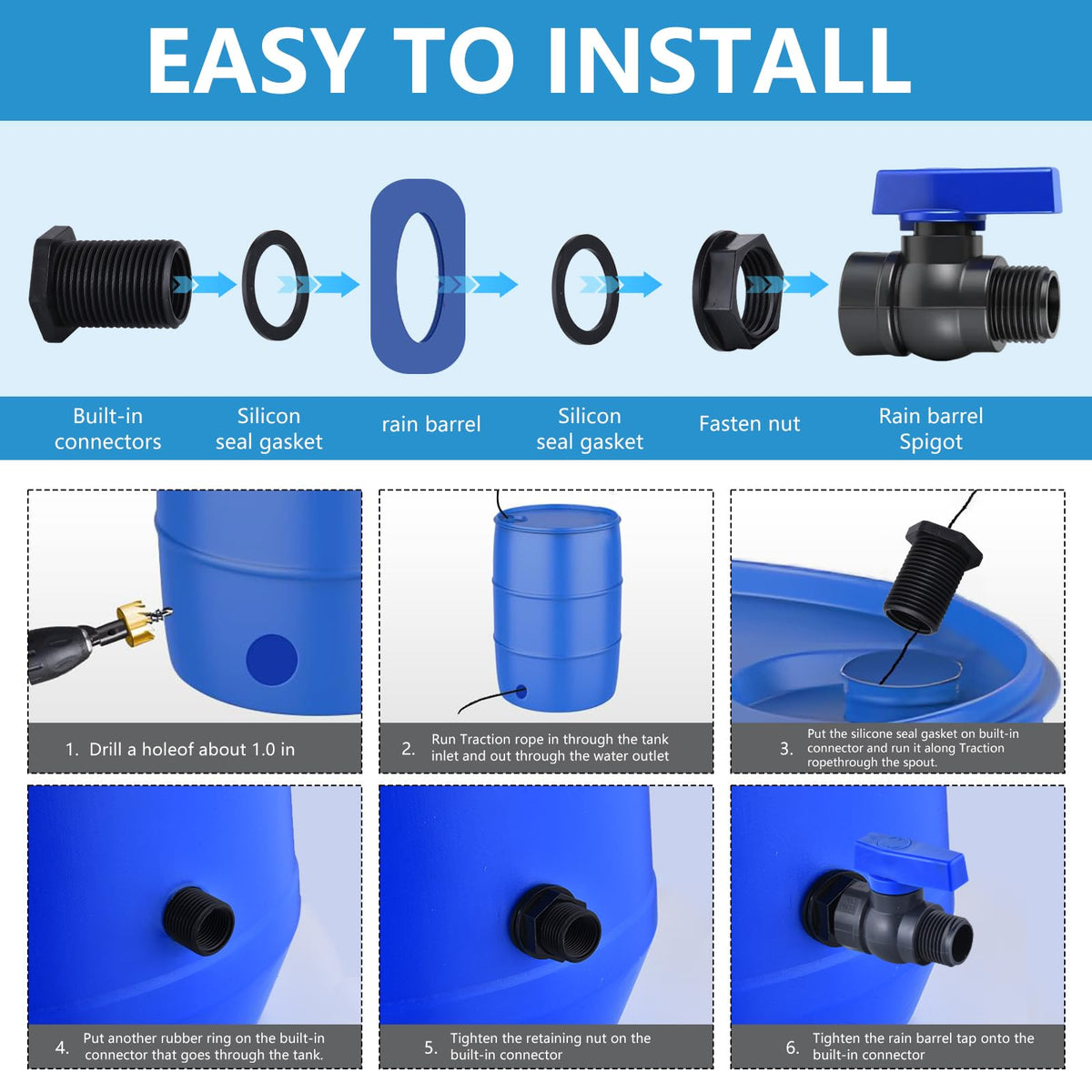 LUOFANT easy installation with pull rope for bucket use.