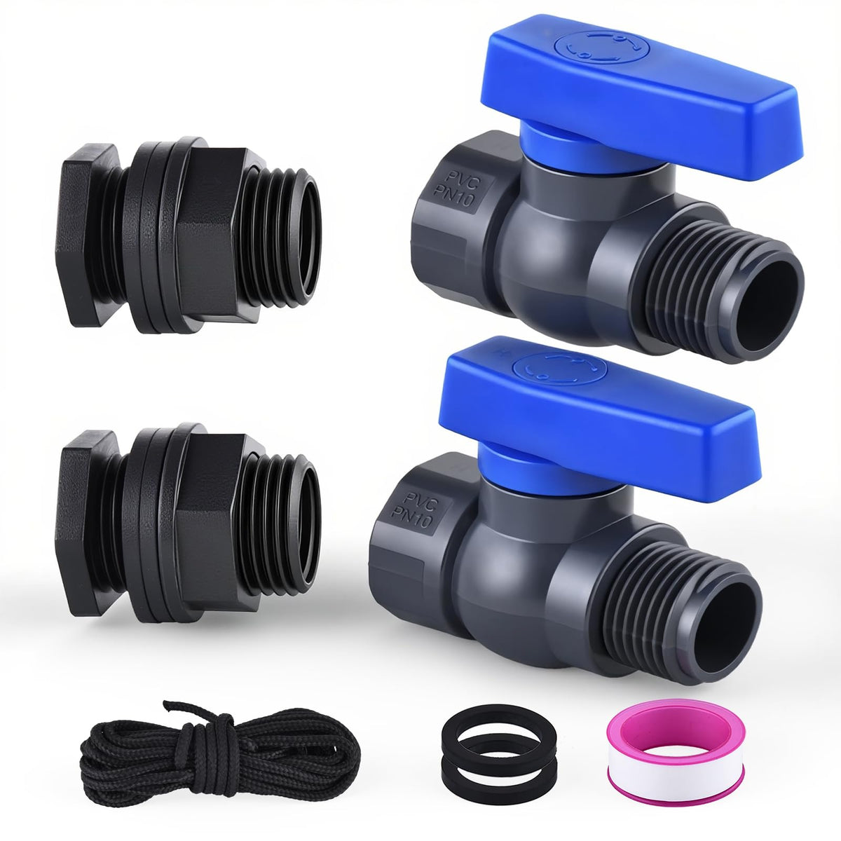 LUOFANT rain barrel spigot kit with full flow valve for efficient drainage.