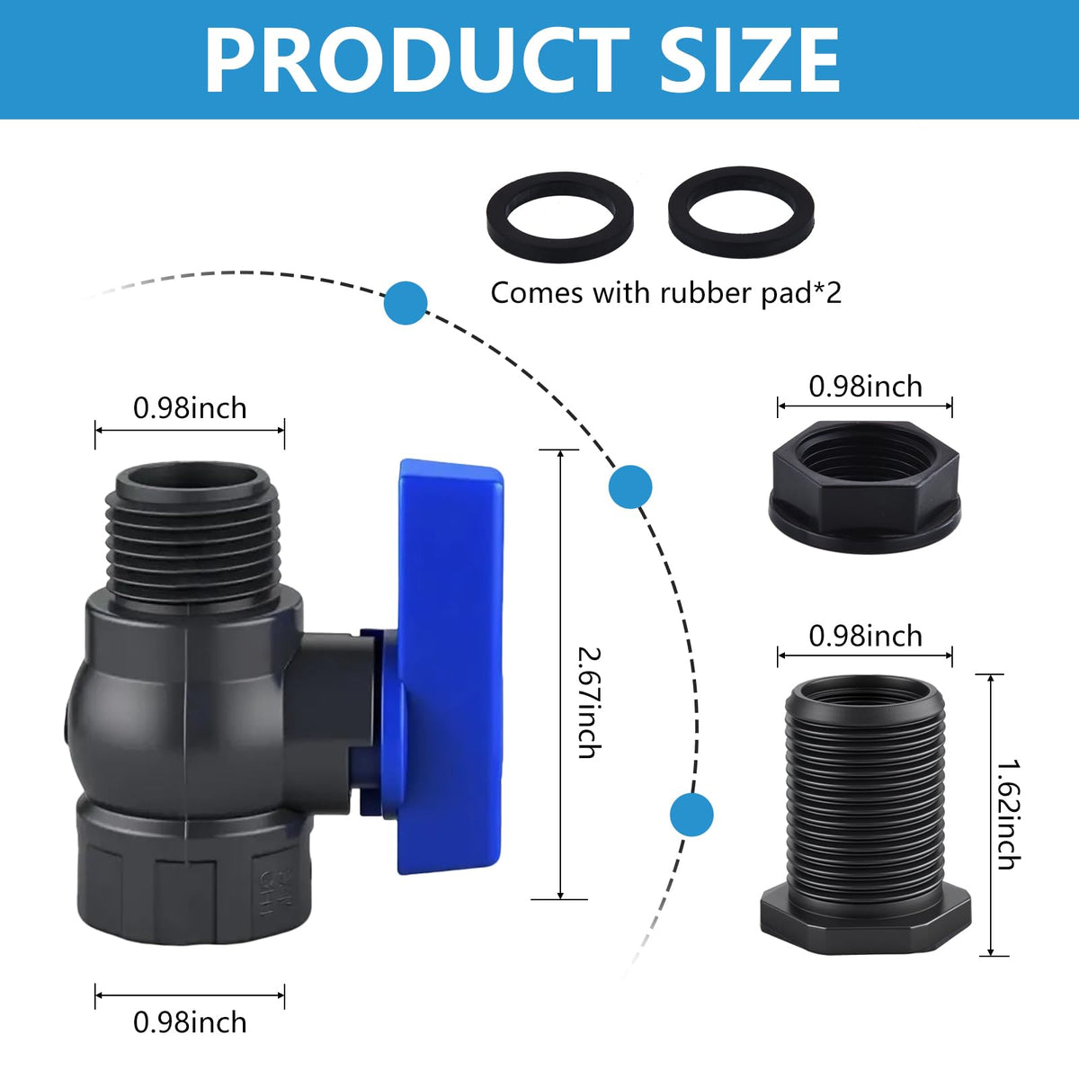 LUOFANT spigot kit 1/4 turn handle for precise control.