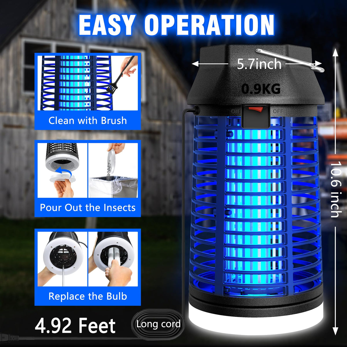 LUOJIBIE zapper covers up to 1500 square feet for indoor/outdoor use.