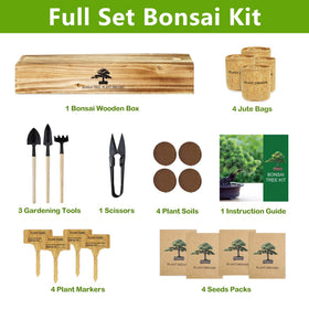 LUOJIBIE bonsai kit burlap pots close-up for beginner-friendly planting.