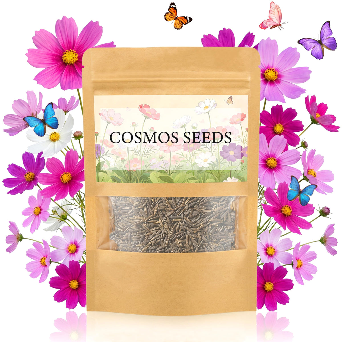 LUOJIBIE Cosmos Seeds 4-color mix pack closeup for vibrant borders