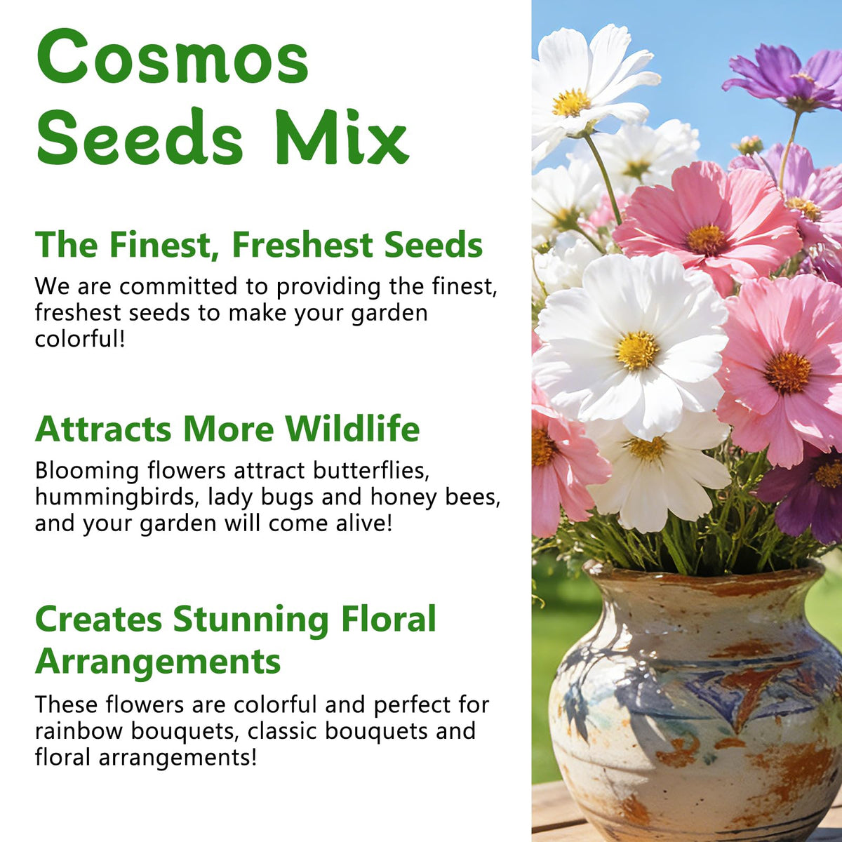 LUOJIBIE Cosmos Seeds resealable pack keeps seeds fresh