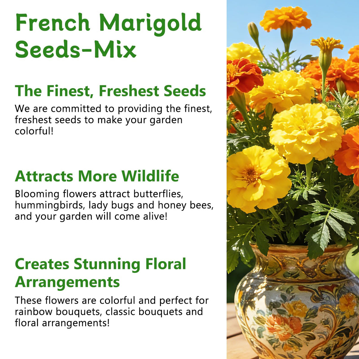 LUOJIBIE pollinator-friendly marigold seeds to attract bees and butterflies