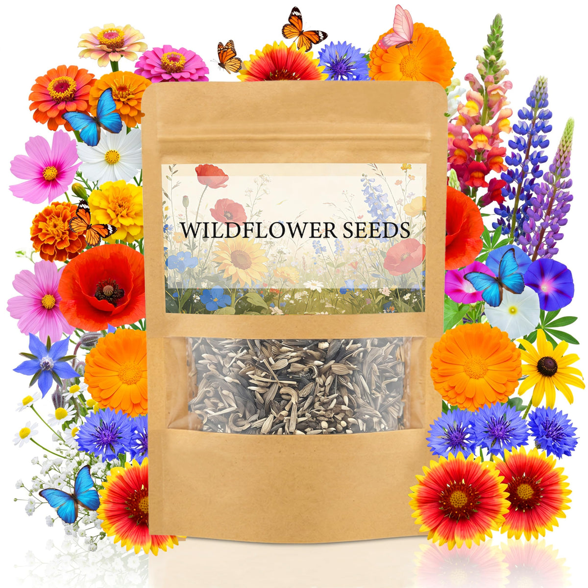 LUOJIBIE 16-variety wildflower mix seeds for colorful sunny borders.