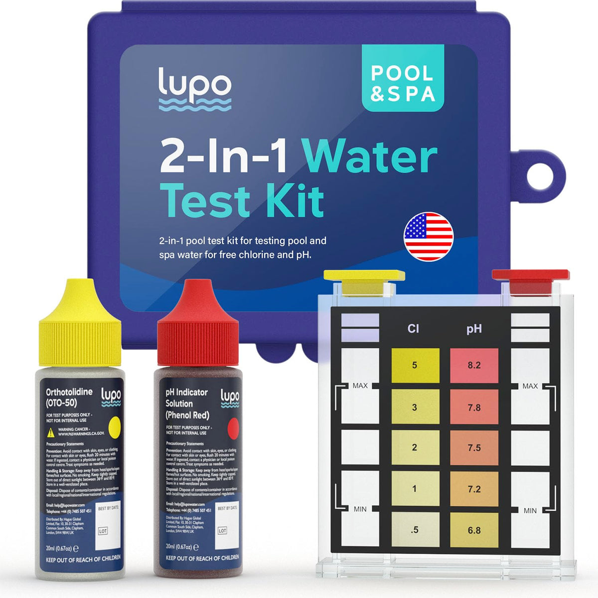 LUPO 2-In-1 pool test kit case keeps supplies organized for easy home testing