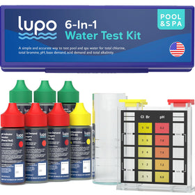 Lupo Global 6-in-1 pool test kit case for durable at-home testing
