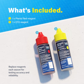 Lupo pool and spa water test process shown at home