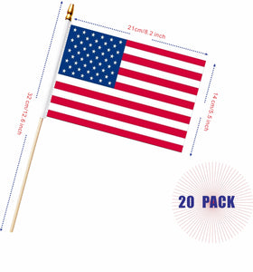 LUSEOAN American mini flag on wood stick for patriotic desks